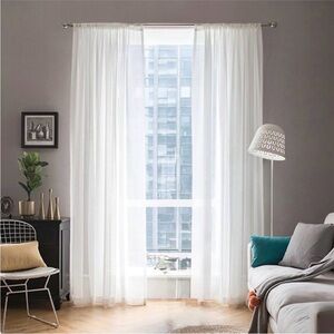 Elegant White Sheer Curtains - 2 Panels